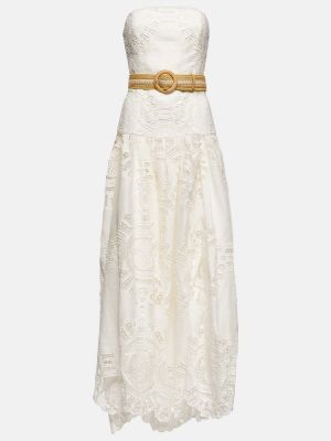 Krajkové bavlněné midi šaty Zimmermann bílé