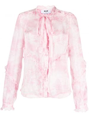 Копринена блуза Msgm розово