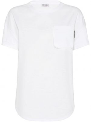 Bavlnené tričko s okrúhlym výstrihom Brunello Cucinelli biela