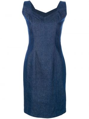 Džínsové šaty bez rukávov John Galliano Pre-owned modrá