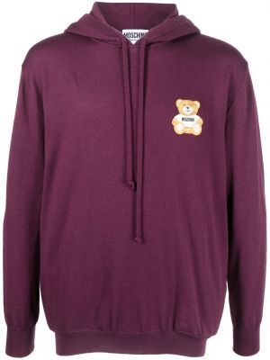 Vilnonis džemperis su gobtuvu Moschino violetinė