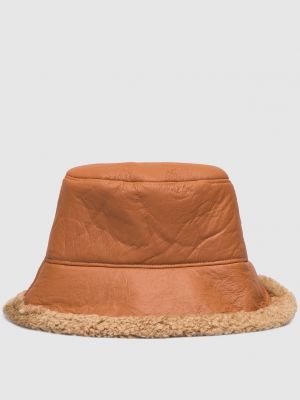 Шкіряний капелюх з хутром Be Florence коричневий