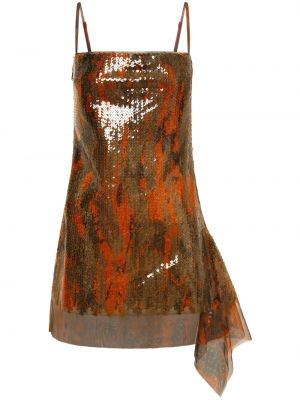 Maskáčové mini šaty s flitry z polyesteru Dion Lee - hnědá