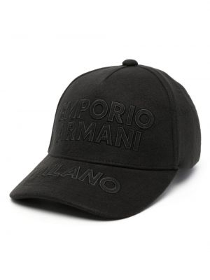 Памучна шапка с козирки бродирана Emporio Armani черно
