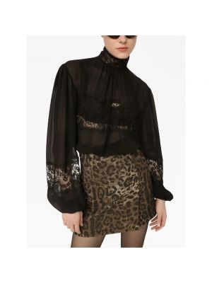 Blusa de seda de encaje Dolce & Gabbana negro