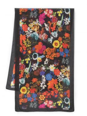 Modalni šal s cvjetnim printom s printom Moschino crna