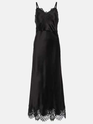 Saténové dlouhé šaty Polo Ralph Lauren černé