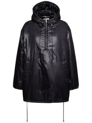 Nylonowa haftowana kurtka Saint Laurent czarna