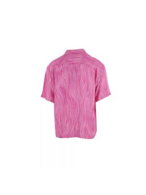 Camisa de cuero de viscosa con estampado Stussy rosa
