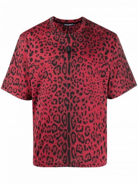 Leopard trykt t-skjorte Dolce & Gabbana rød