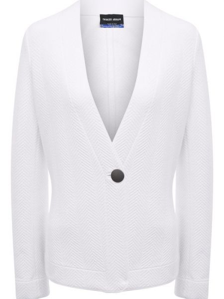 Хлопковый пиджак из вискозы Giorgio Armani белый