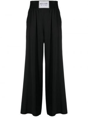Pantaloni cu croială lejeră plisate Moschino negru
