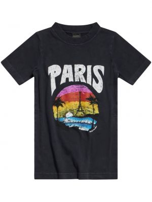 Kokvilnas t-krekls ar tropisku rakstu Balenciaga