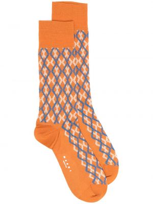 Calcetines de punto con estampado de rombos Marni naranja