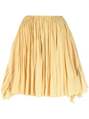 Plisovaná sukně s vysokým pasem na zip s volány Lanvin - žlutá