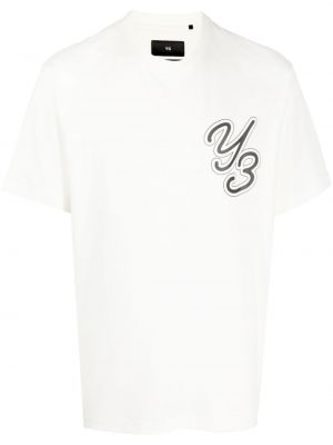 Bavlnené tričko s potlačou Y-3 biela