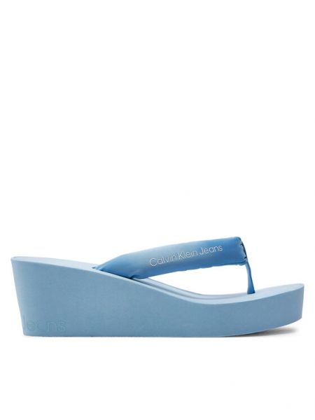 Sandale cu pană de plajă Calvin Klein Jeans albastru