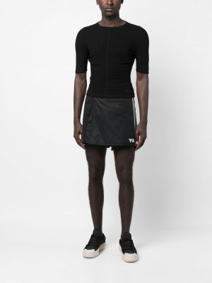 Shorts de sport en coton à imprimé Y-3 noir