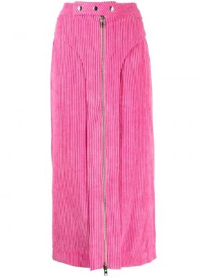Midi φούστα κοτλέ με φερμουάρ Eckhaus Latta ροζ