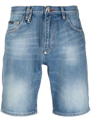 Pantaloni scurți din denim Philipp Plein albastru