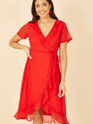 Платье на запах с рюшами Yumi красный