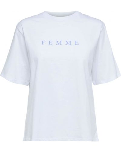 Selected Femme Curve Tričko 'Vilja'  biela / svetlomodrá