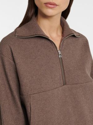 Kokvilnas džemperis ar rāvējslēdzēju Varley brūns