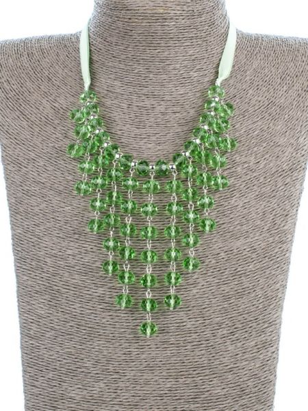 Ожерелье бусики-колечки зеленое