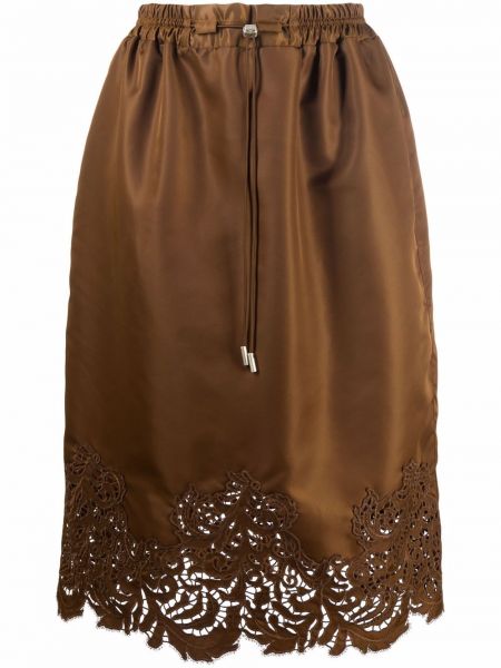 Falda de cintura alta con apliques Ermanno Scervino marrón