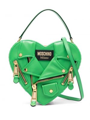 Чанта за ръка със сърца Moschino зелено