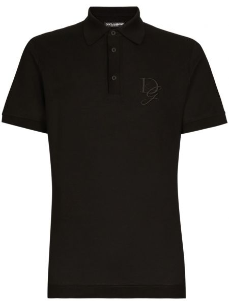 Jersey işlemeli polo yaka tişört Dolce & Gabbana siyah