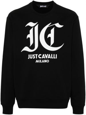 Raštuotas medvilninis džemperis Just Cavalli juoda