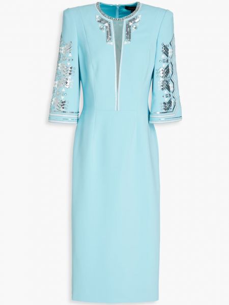 Голубое платье миди из крепа Jenny Packham