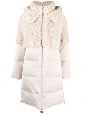 Пухено oversize палто Elisabetta Franchi бяло