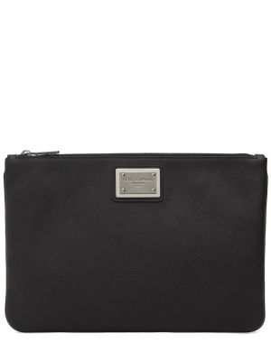 Bolso clutch de cuero de nailon Dolce & Gabbana negro
