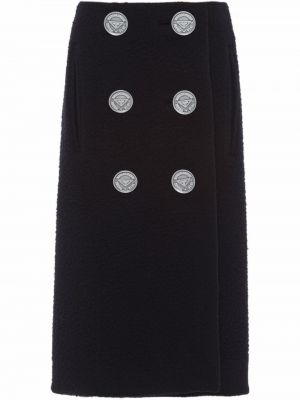 Midi φούστα με κουμπιά Prada μαύρο