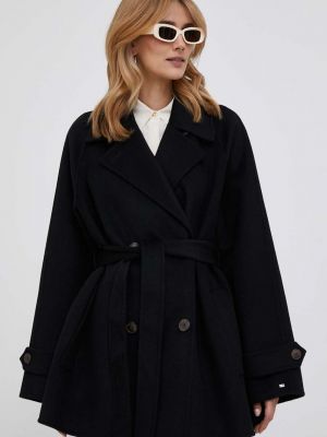 Oversized vlněný kabát Tommy Hilfiger černý