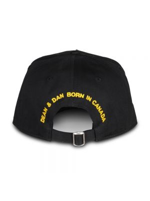 Haftowana czapka z daszkiem bawełniana Dsquared2 czarna