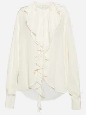 Копринена блуза с волани Victoria Beckham бяло