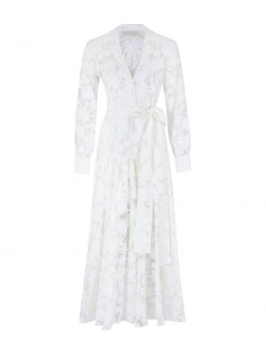 Φλοράλ μάξι φόρεμα με δαντέλα Gul Hurgel λευκό