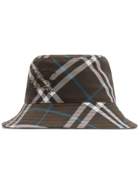 Pălărie de găleată în carouri cu imagine Burberry maro