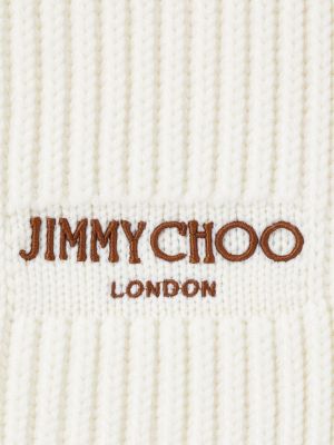 Echarpe brodée en tricot Jimmy Choo blanc