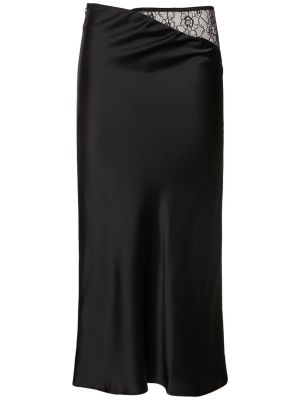Saténové midi sukně Musier Paris - černá