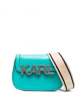 Kožená crossbody kabelka s potlačou s vreckami Karl Lagerfeld