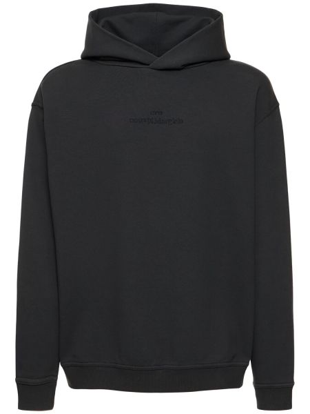 Pamučna hoodie s kapuljačom od jersey Maison Margiela crna