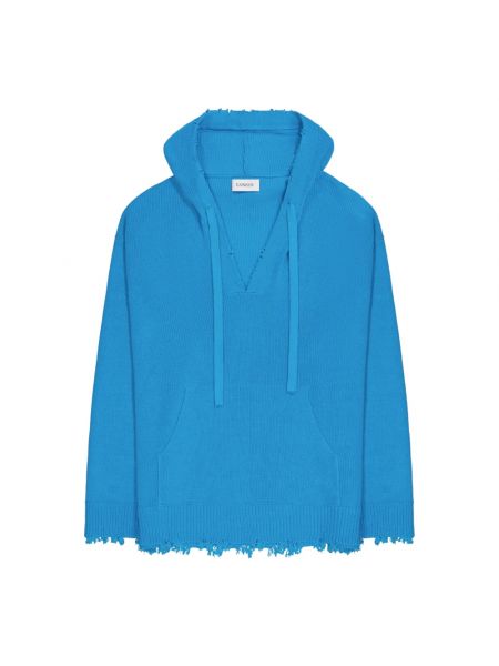 Sweter z dekoltem w serek Laneus niebieski