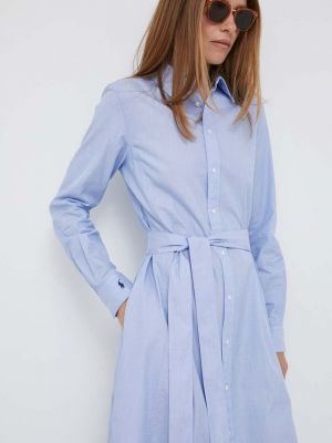 Bavlněné midi šaty Polo Ralph Lauren modré