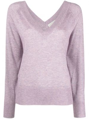 Pull en tricot à col v Isabel Marant violet