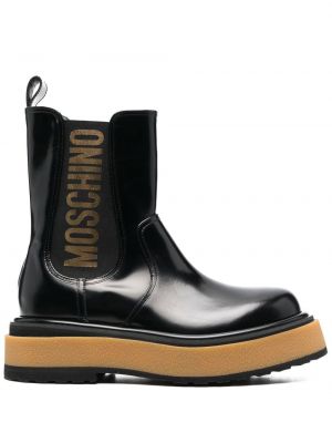 Členkové topánky s potlačou Moschino čierna