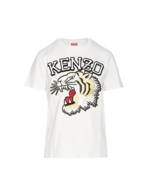 Haftowana koszulka bawełniana w tygrysie prążki Kenzo